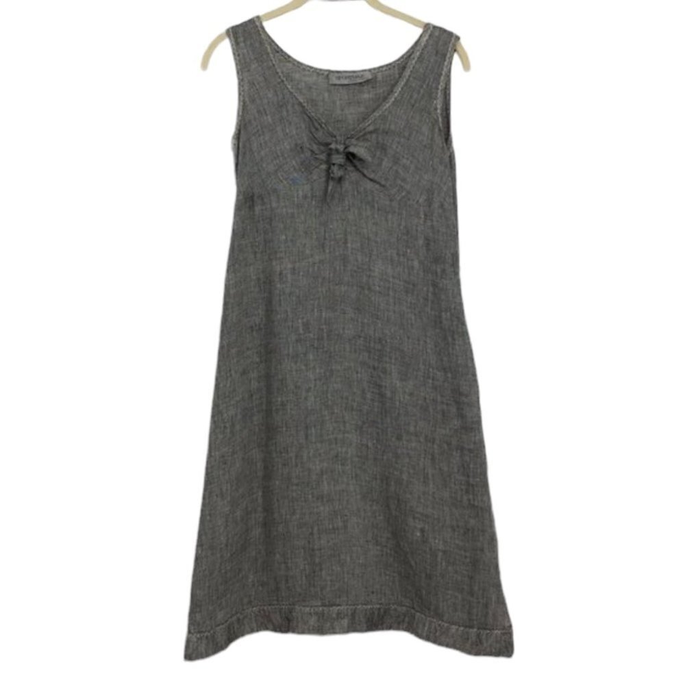 SPORTMAX grey Sleevless knot front pure linen above knee dress A  line